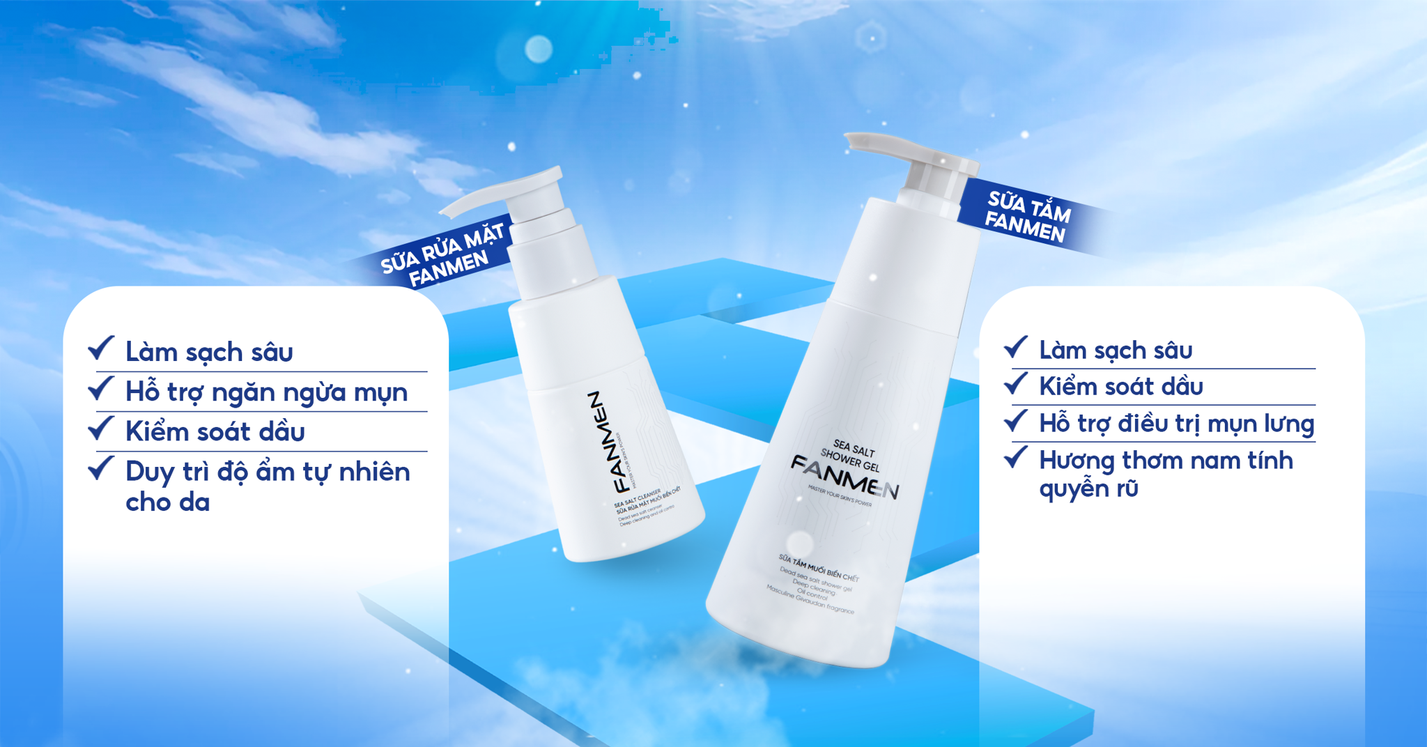 Combo Sữa rửa mặt Sữa tắm Fanmen