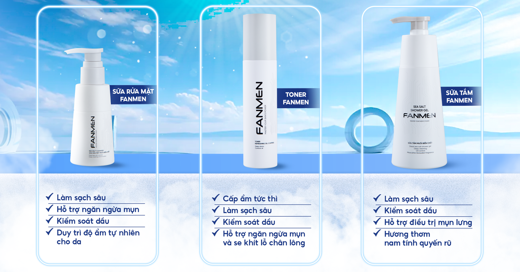 Sữa rửa mặt Sữa tắm Toner Fanmen