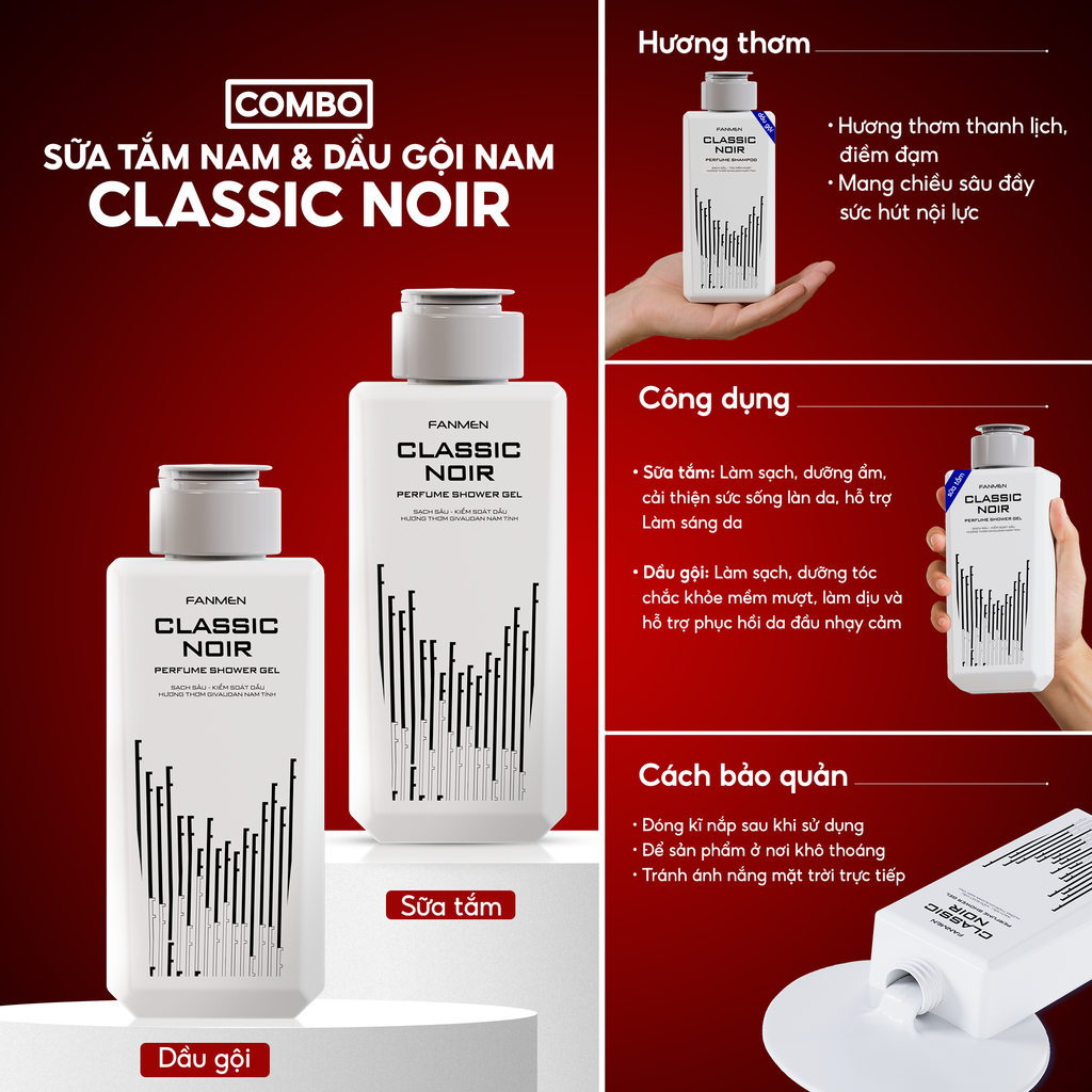 COMBO SỮA TẮM NAM CLASSIC NOIR & DẦU GỘI NAM CLASSIC NOIR