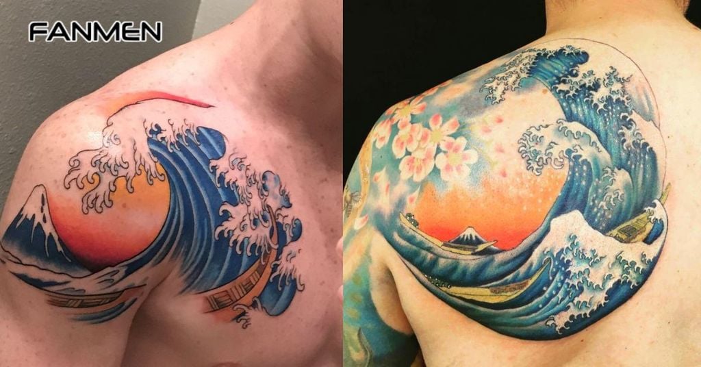 Hình xăm sóng, biển, sông, suối