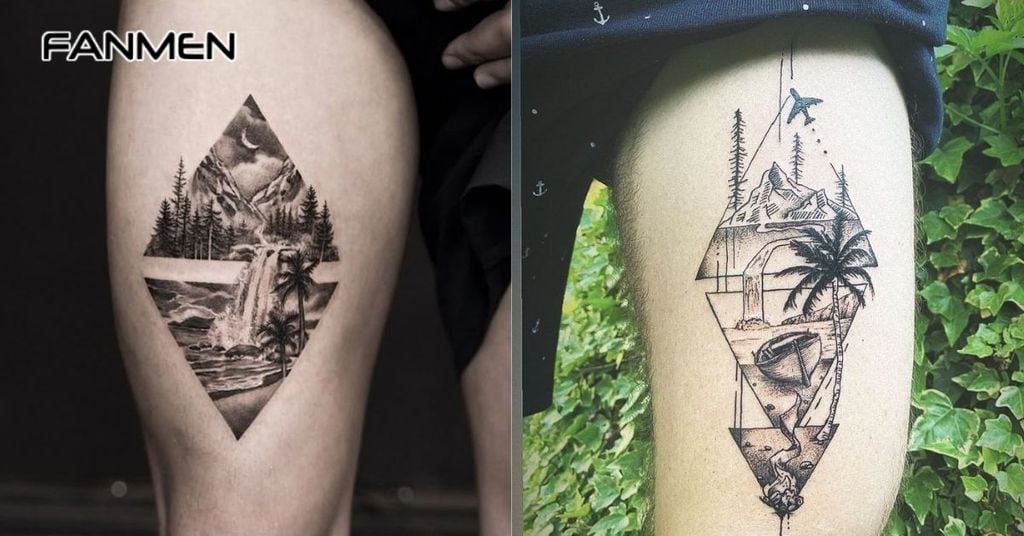 Hình xăm sóng, biển, sông, suối