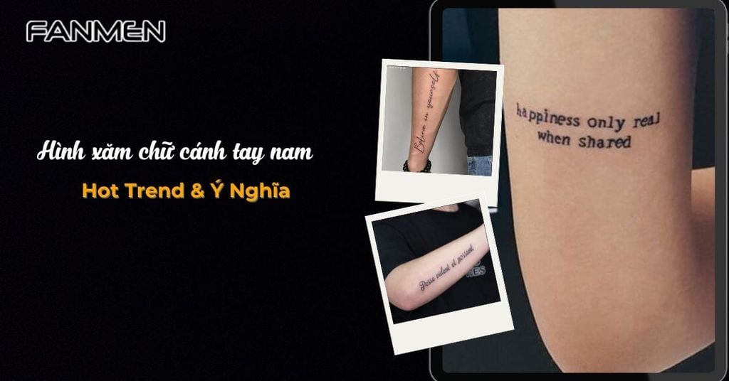 Hình xăm chữ cánh tay nam
