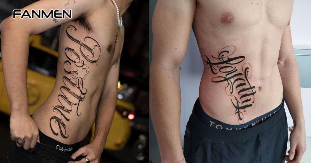 Hình xăm chữ ở hông nam 7