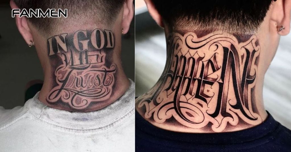 Hình xăm chữ sau gáy nam 11