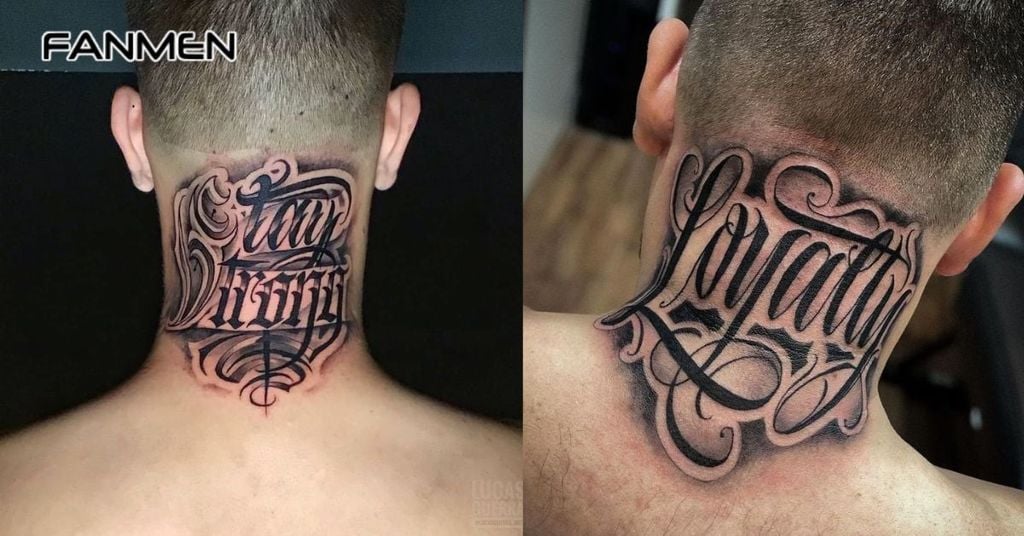 Hình xăm chữ sau gáy nam 1
