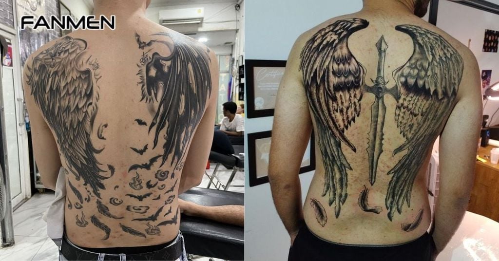 hình xăm đôi cánh sau lưng cho nam