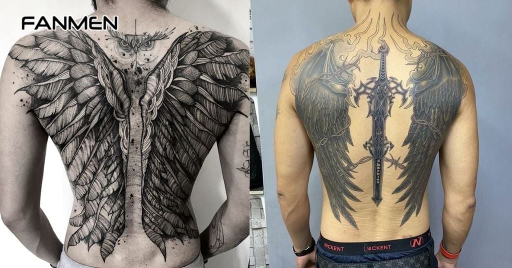 hình xăm đôi cánh sau lưng cho nam