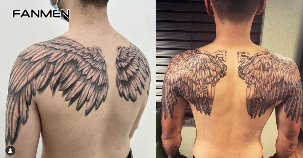 hình xăm đôi cánh sau lưng cho nam