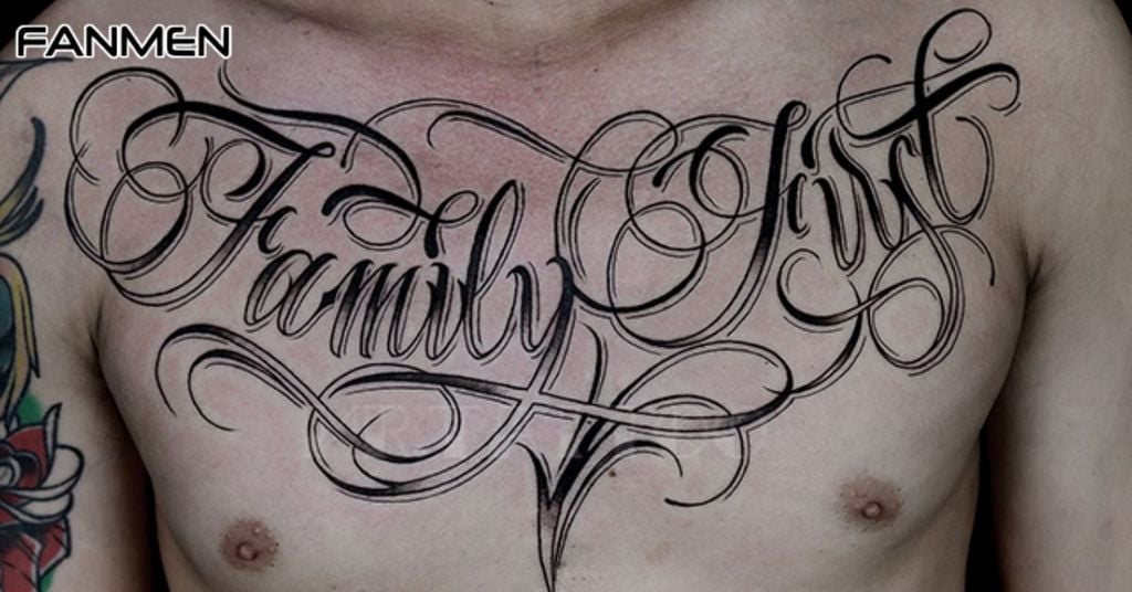 Hình xăm family ở ngực cho nam mẫu 8