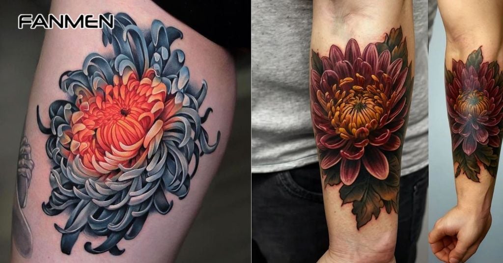 Hình xăm hoa màu chân thực, sống động 1