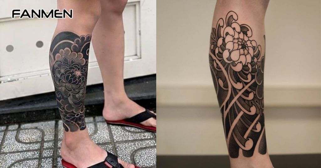 Hình xăm hoa cúc đen trắng 6