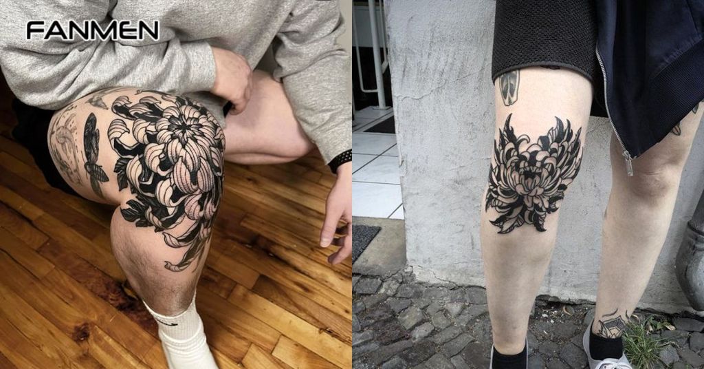 Hình xăm hoa cúc đen trắng8