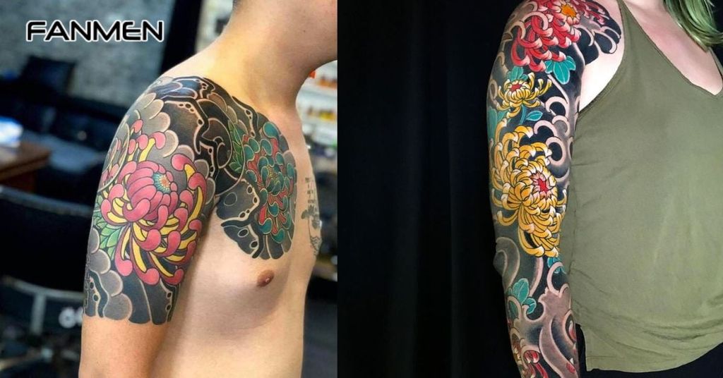 Hình xăm hoa cúc Nhật cổ 2