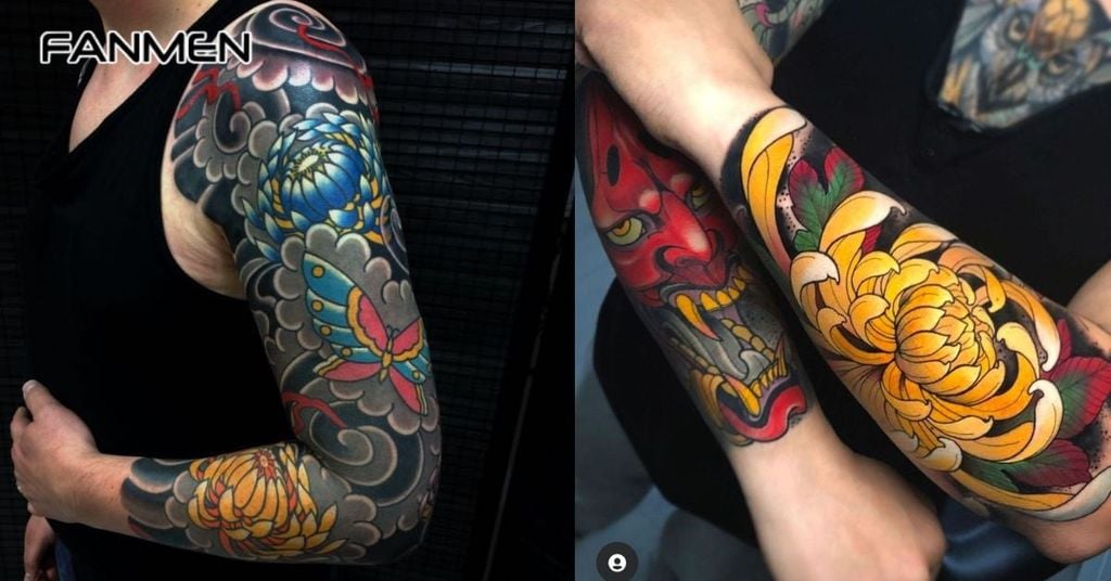 Hình xăm hoa cúc Nhật cổ 4