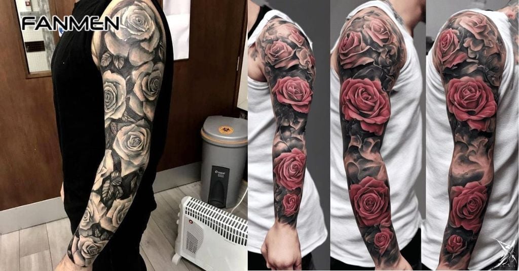 Hình xăm hoa hồng kín tay 1