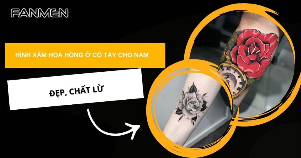 Hình xăm hoa hồng ở&nbsp;cổ tay cho nam