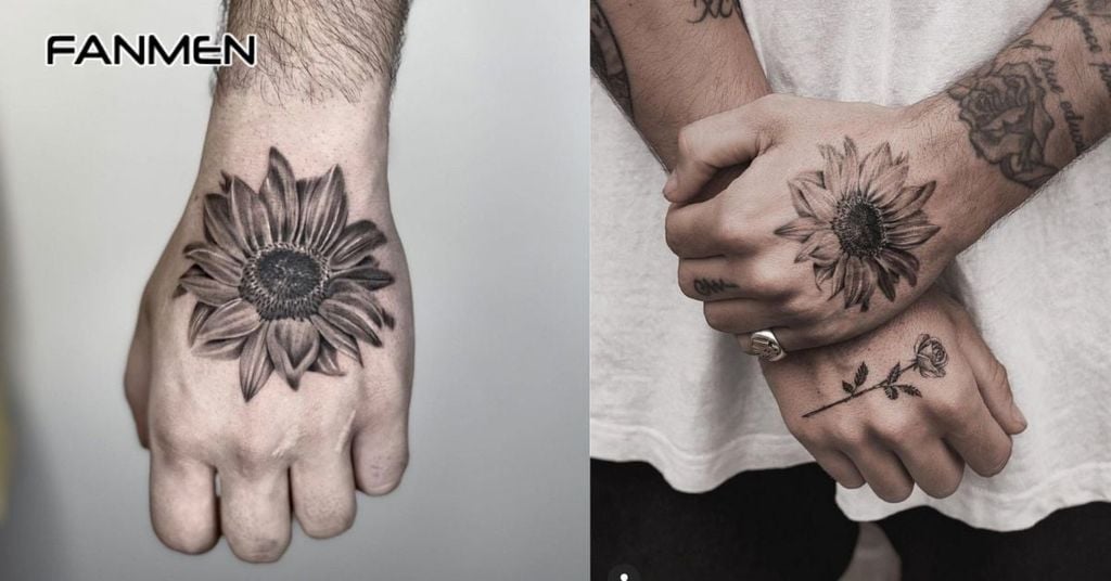 hình xăm hoa hướng dương đen trắng 5