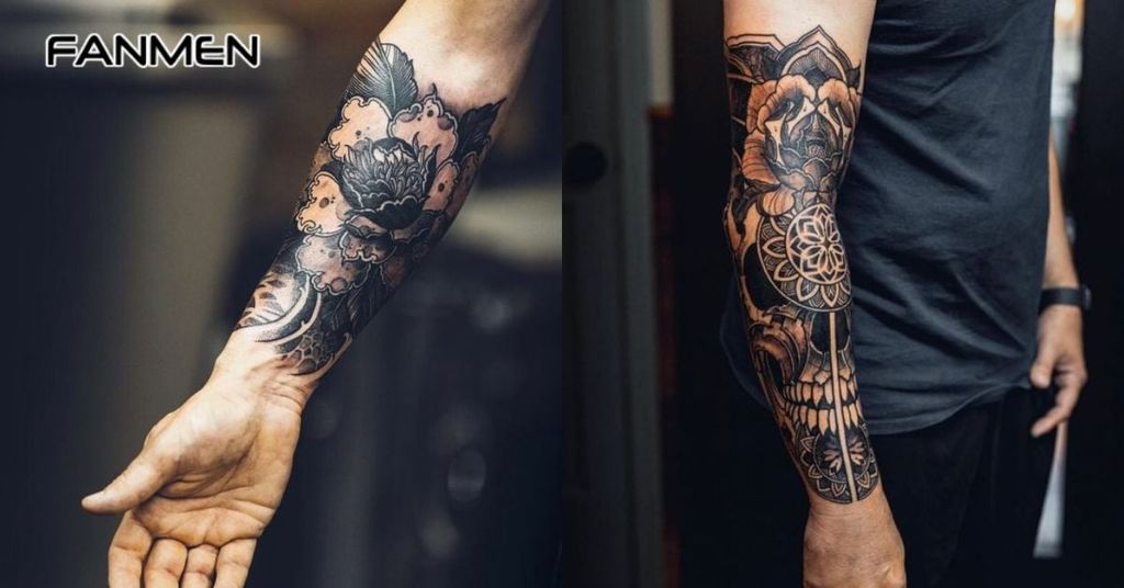 Hình xăm hoa mẫu đơn đen trắng&nbsp;13