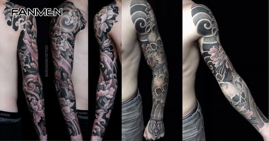 Hình xăm hoa mẫu đơn đen trắng&nbsp;2