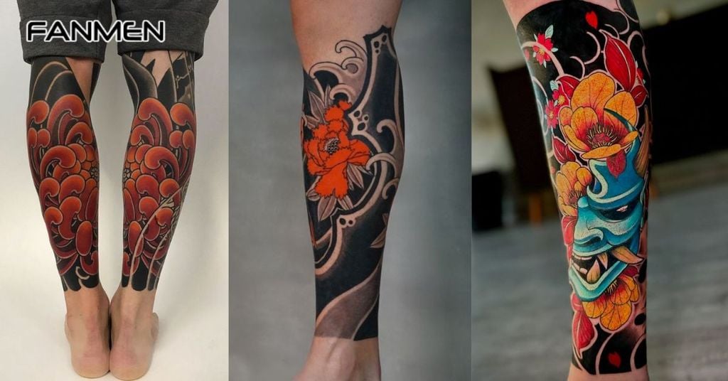 Hình xăm hoa cho nam ở chân 1