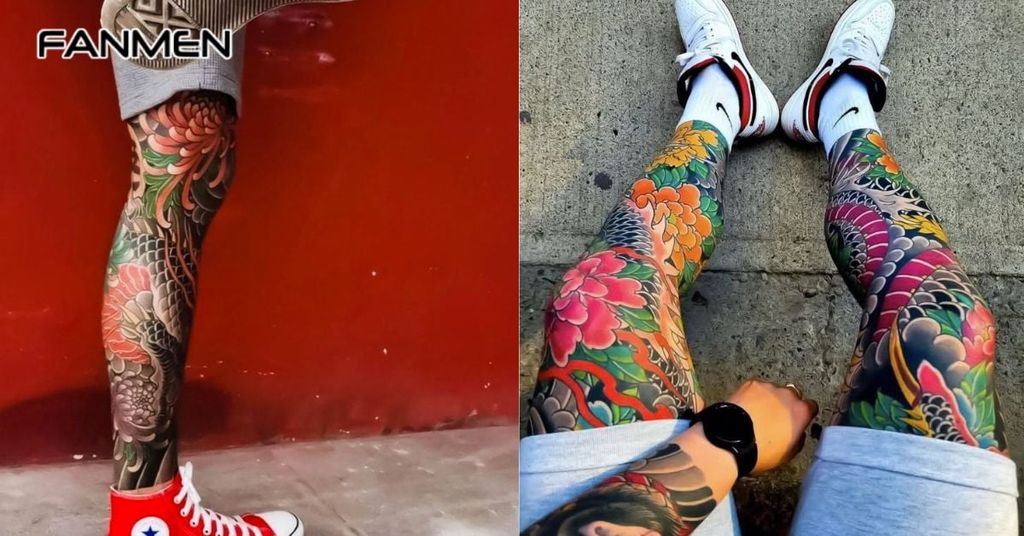 Hình xăm hoa cho nam ở chân 3