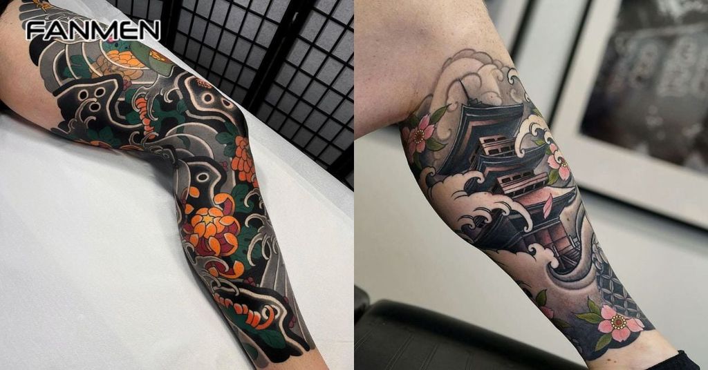 Hình xăm hoa cho nam ở chân 4