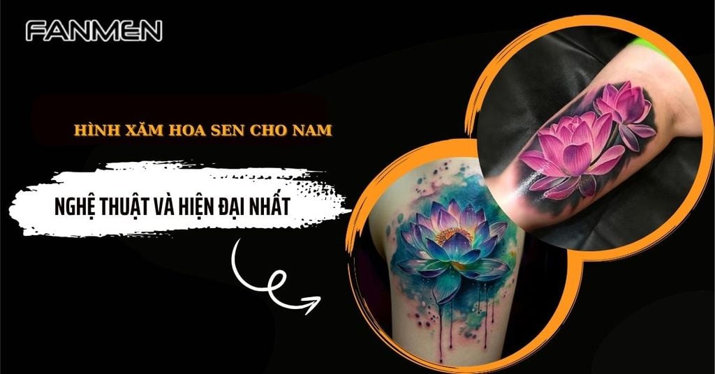 Hình xăm hoa sen cho nam