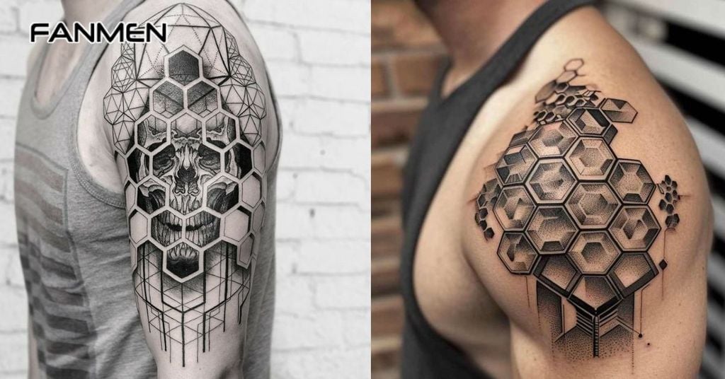 Hình xăm hoa văn bắp tay hình học 7