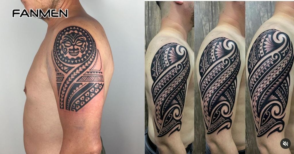 Hình xăm hoa văn bắp tay phong cách Maori 6