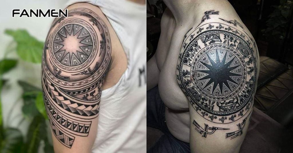 Hình xăm hoa văn bắp tay trống đồng 6