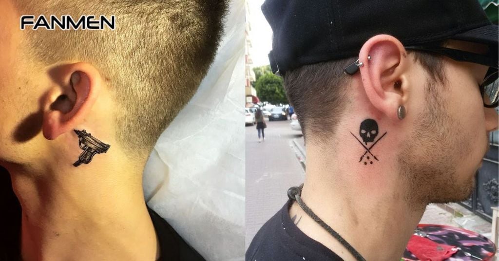 Hình xăm mini đẹp cho nam ở cổ