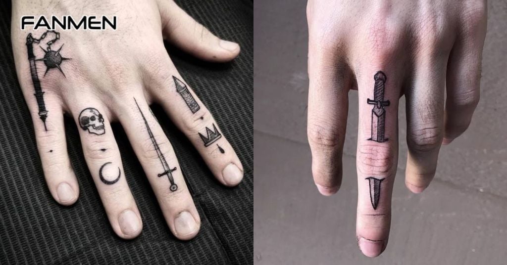 Hình xăm mini cho nam ở ngón tay