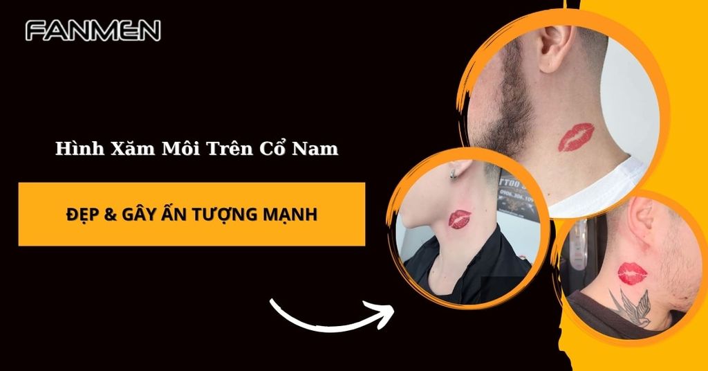 Hình xăm môi trên cổ nam