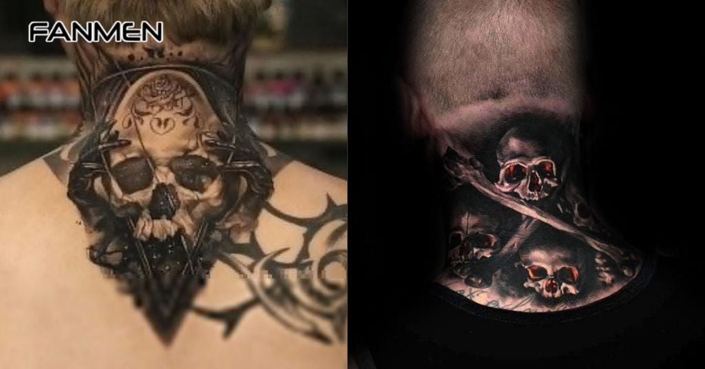 Hình xăm hoa sau gáy nam chất 3