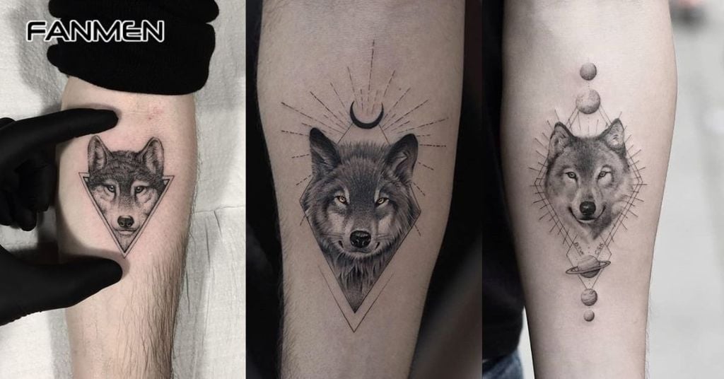 Hình Xăm Sói Geometric