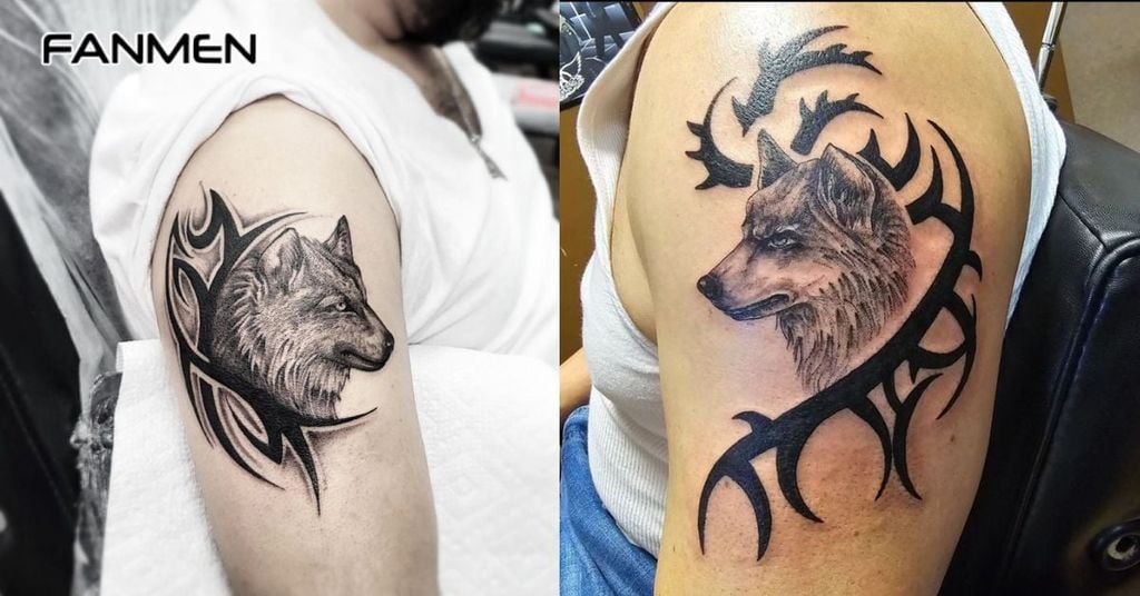 Hình xăm sói Tribal 4