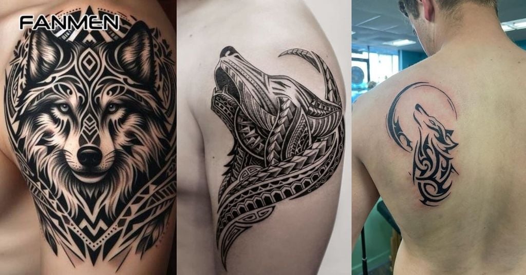 Hình xăm sói Tribal