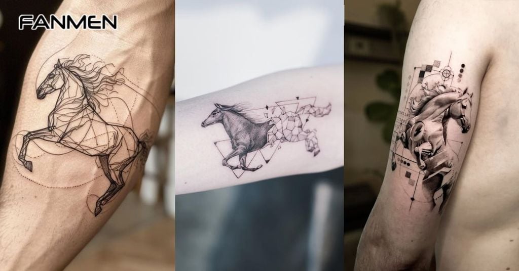 Hình Xăm Ngựa Phong Cách Geometric 3