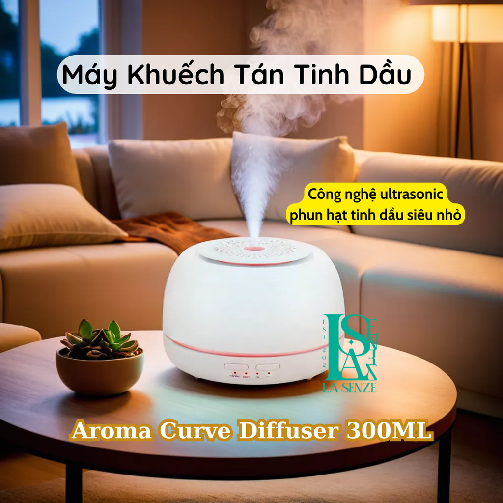 Máy Khuếch Tán Tinh Dầu 𝐀𝐫𝐨𝐦𝐚 𝐂𝐮𝐫𝐯𝐞 𝐃𝐢𝐟𝐟𝐮𝐬𝐞𝐫 𝟑𝟎𝟎𝐌L - Sự lựa chọn hoàn hảo cho không gian sống của bạn