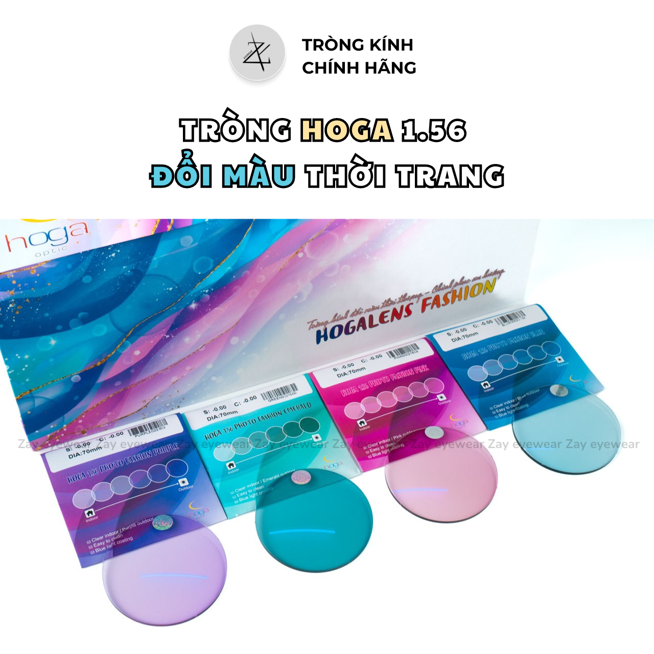 Bức phá cùng tròng kính đổi màu thời trang HOGA 4 màu thời thượng