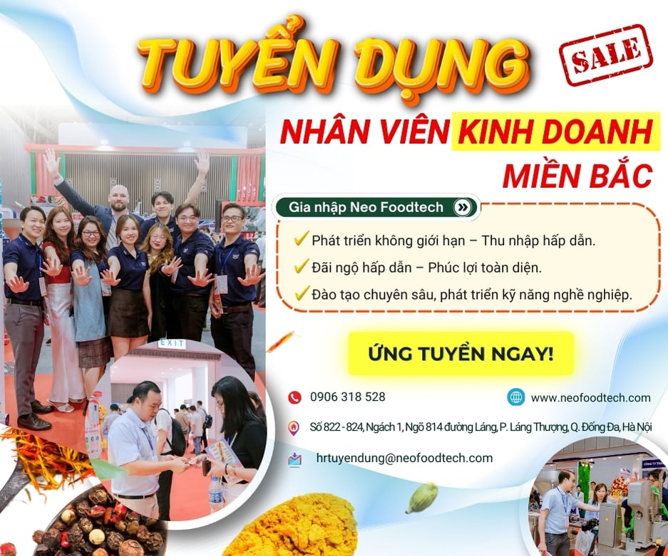 NEO FOODTECH TUYỂN DỤNG NHÂN VIÊN KINH DOANH KHU VỰC MIỀN BẮC