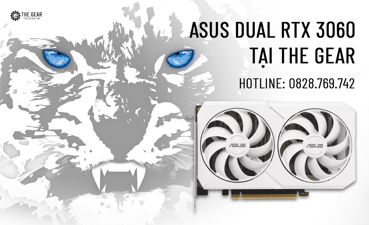 Card màn hình ASUS Dual GeForce RTX 3060 OC White Edition 12GB GDDR6 (DUAL-RTX3060-O12G-WHITE)