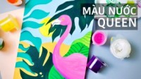 Biến màu nước Queen thành màu poster | Easy Tropical Flamingo Painting | Watercolor Painting
