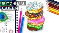 Vẽ bánh Donut bằng bút chì màu Queen (CP-H12/18/24)