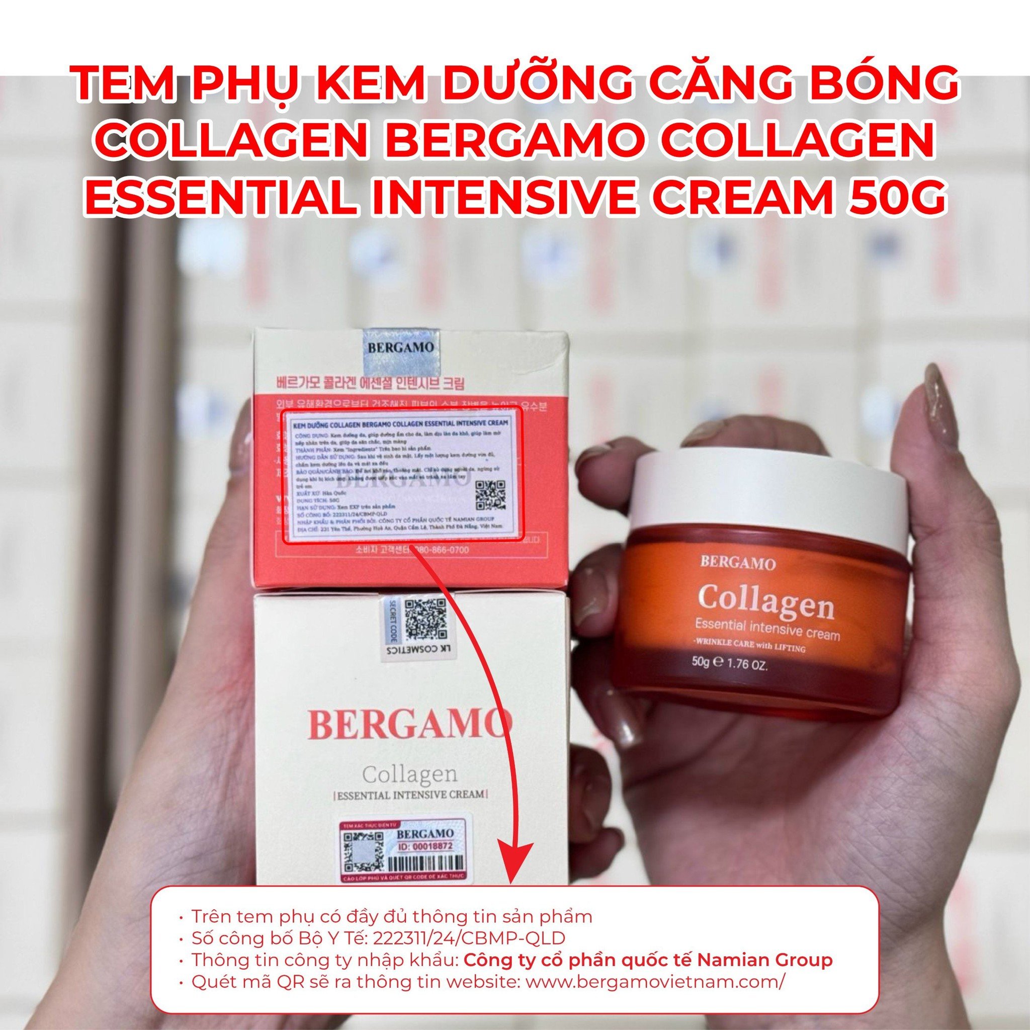 CÁCH PHÂN BIỆT KEM DƯỠNG COLLAGEN CĂNG BÓNG BERGAMO COLLAGEN ESSENTIAL INTENSIVE CREAM 50G CHÍNH HÃNG 1