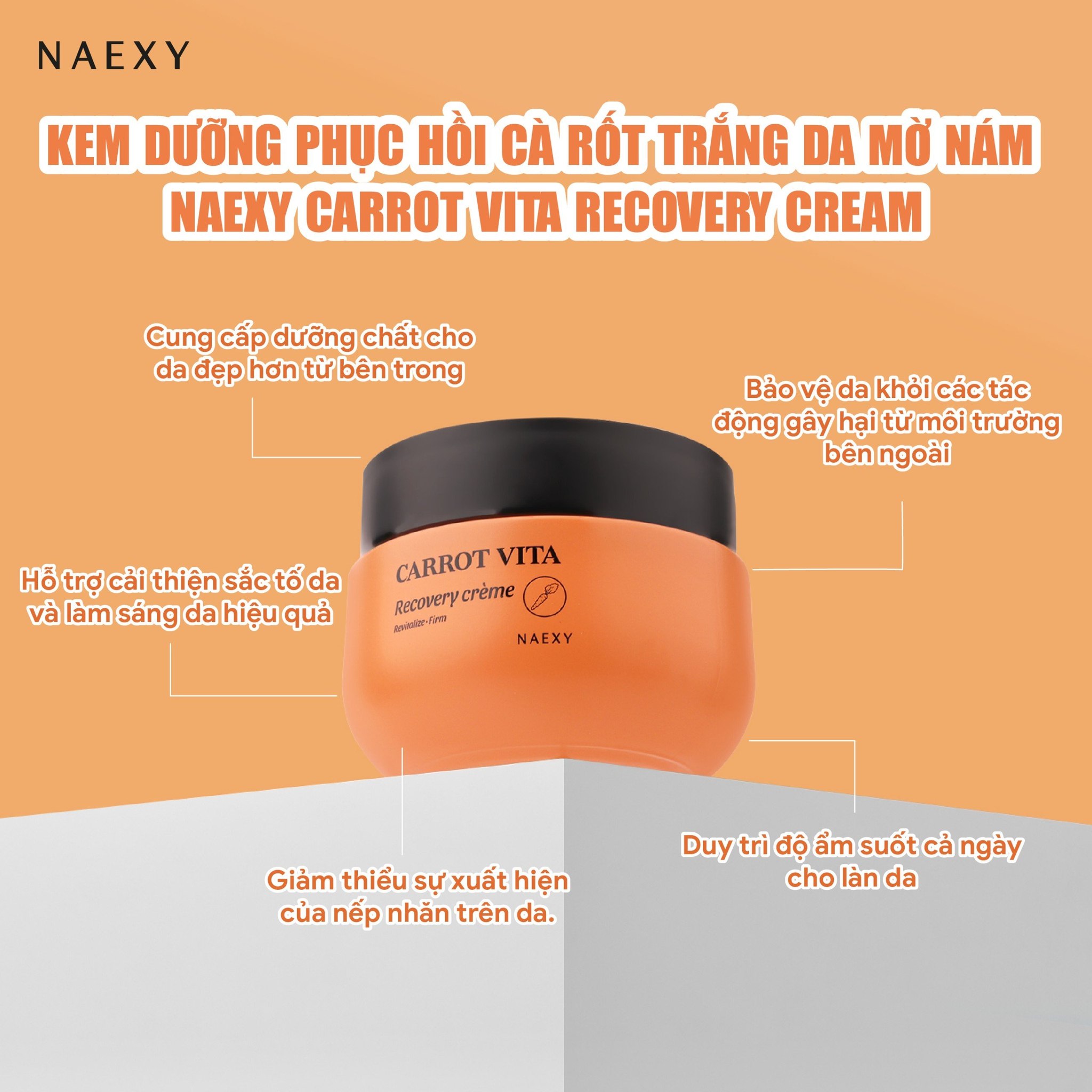 Kem dưỡng phục hồi cà rốt trắng da mờ nám Naexy Carrot Vita Recovery Cream 50g