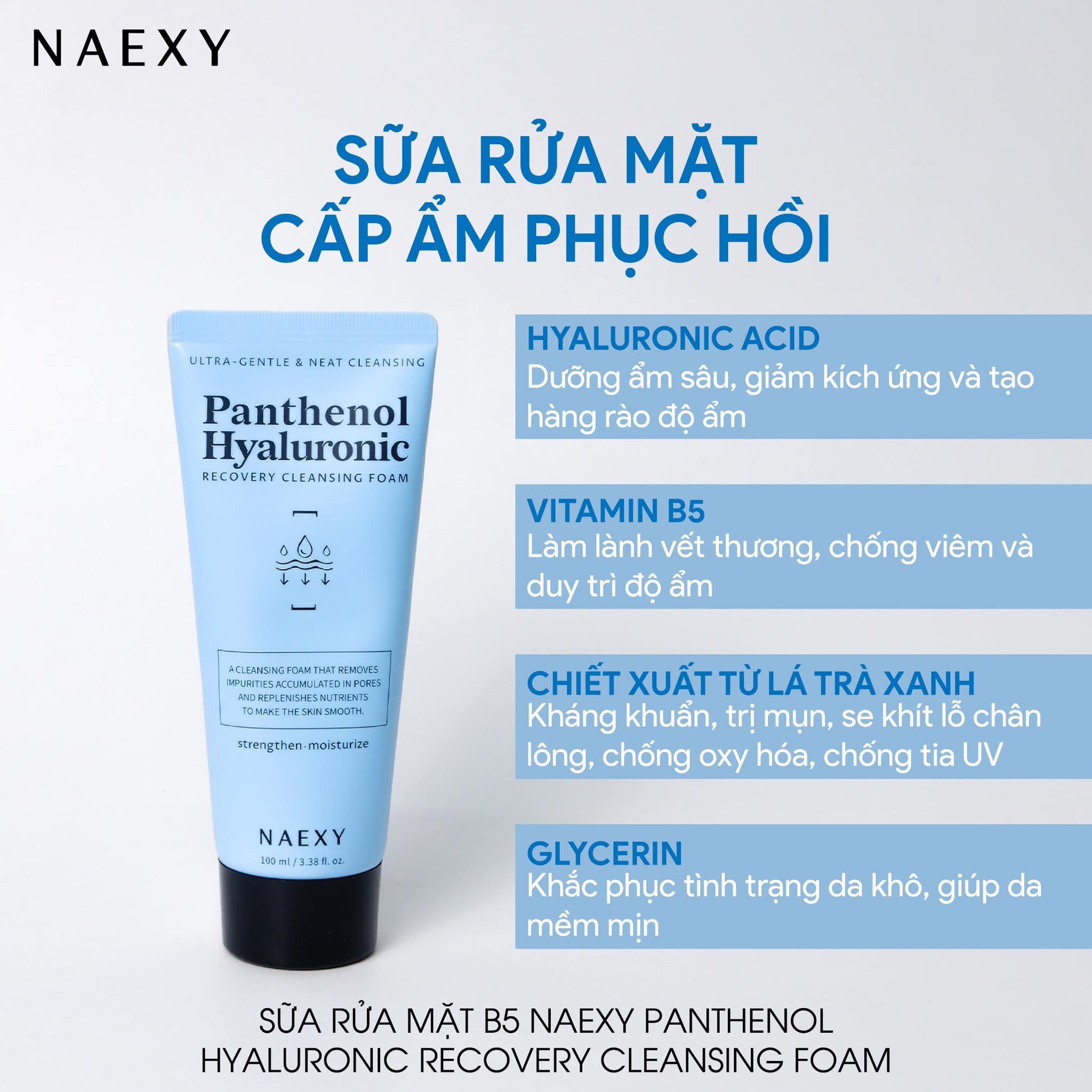 Sữa rửa mặt B5 Naexy Panthenol Hyaluronic Recovery Cleansing Foam 100ml