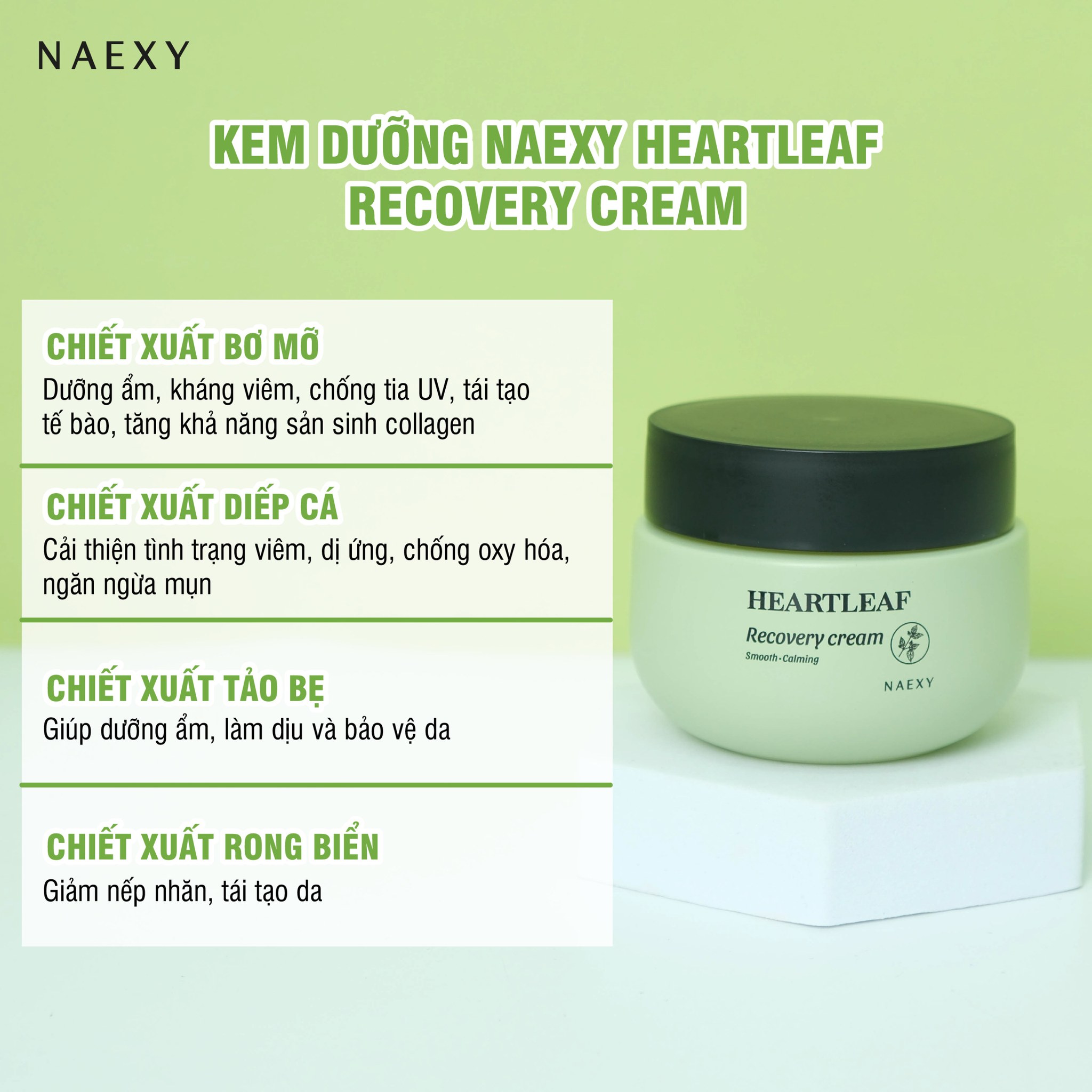 Kem dưỡng phục hồi diếp cá Naexy Heartleaf Recovery Cream 50g