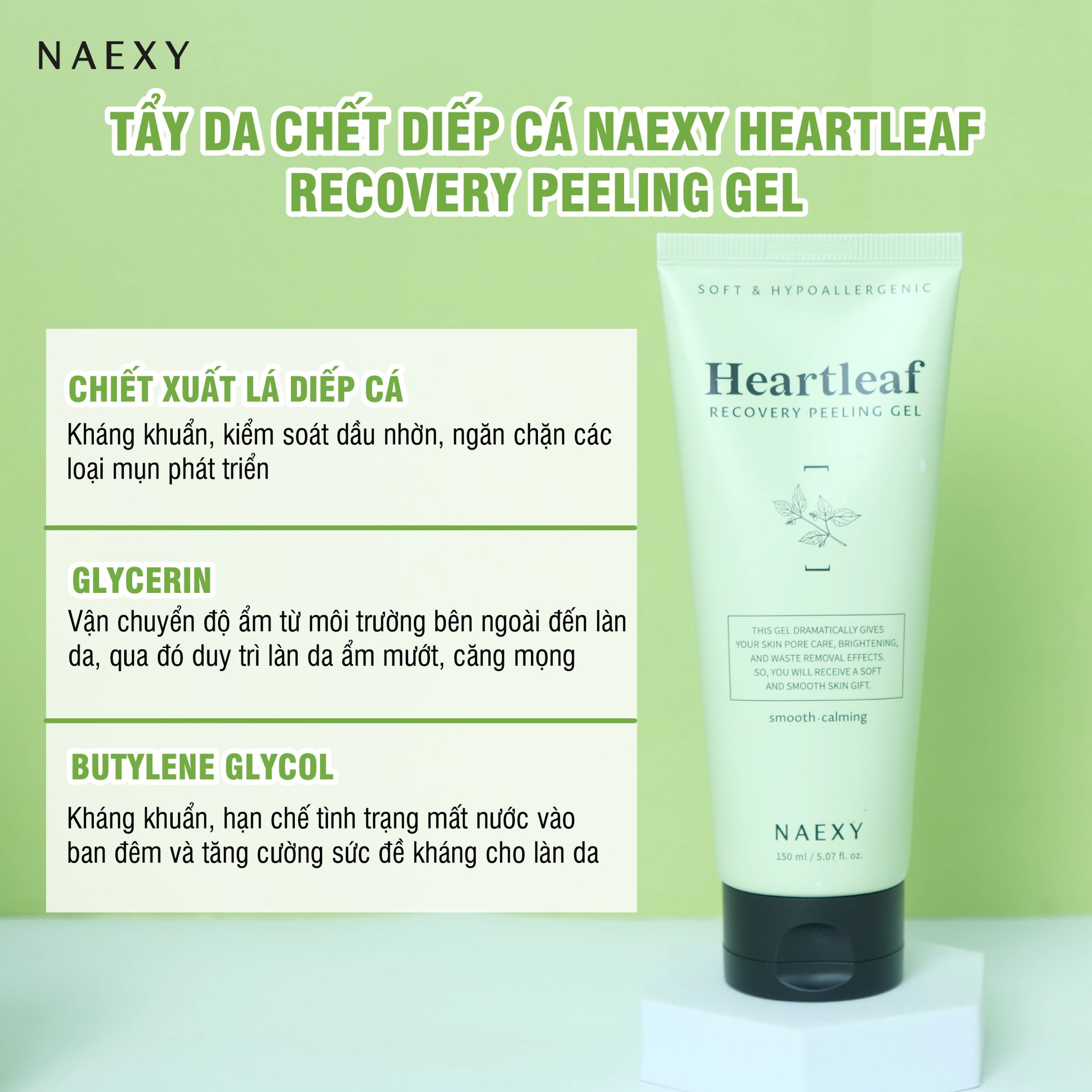 Tẩy da chết diếp cá Naexy Heartleaf Recovery Peeling Gel 150ml