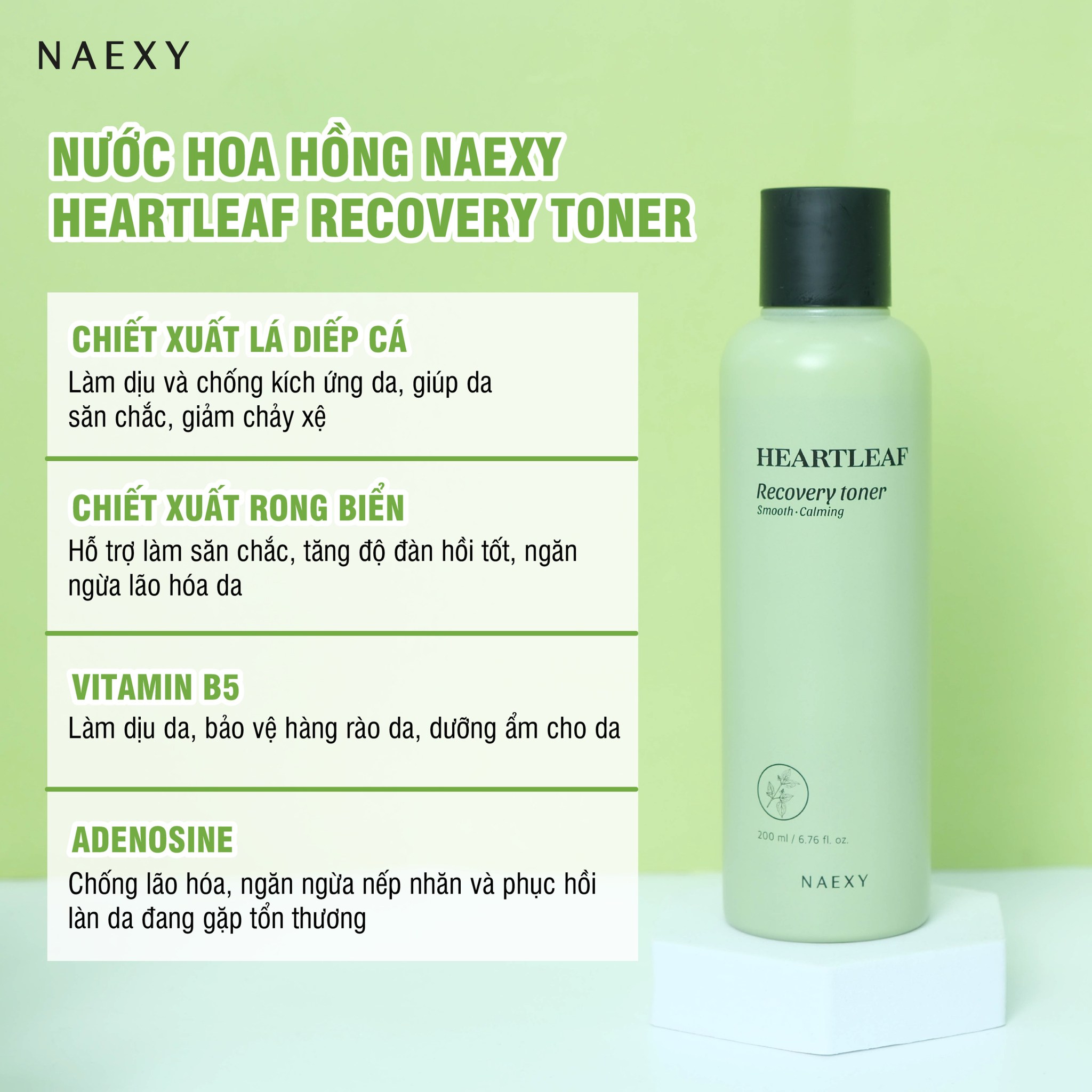 Toner phục hồi diếp cá Naexy Heartleaf Recovery Toner 200ml